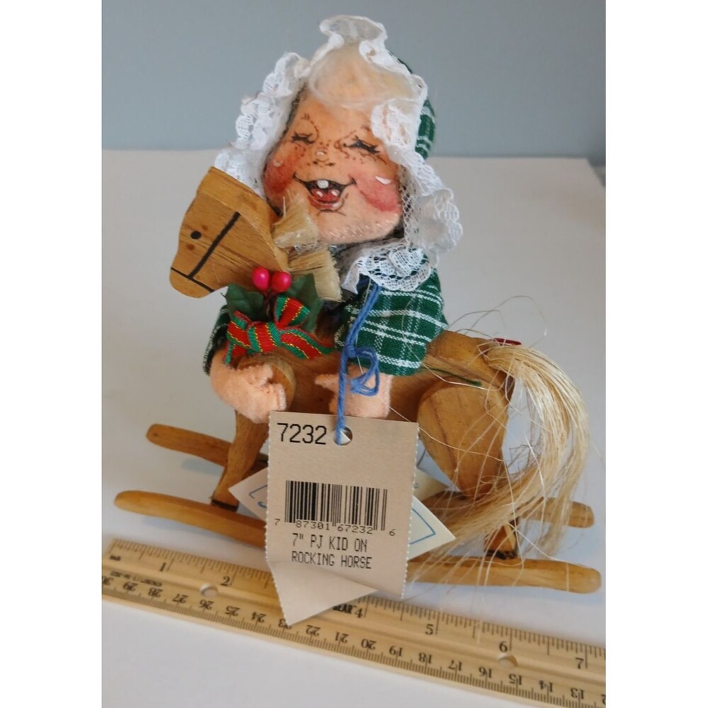 Annalee 7” PJ Kid Girl in PJs with Rocking Horse Doll 1996 ~ #723295 w tags